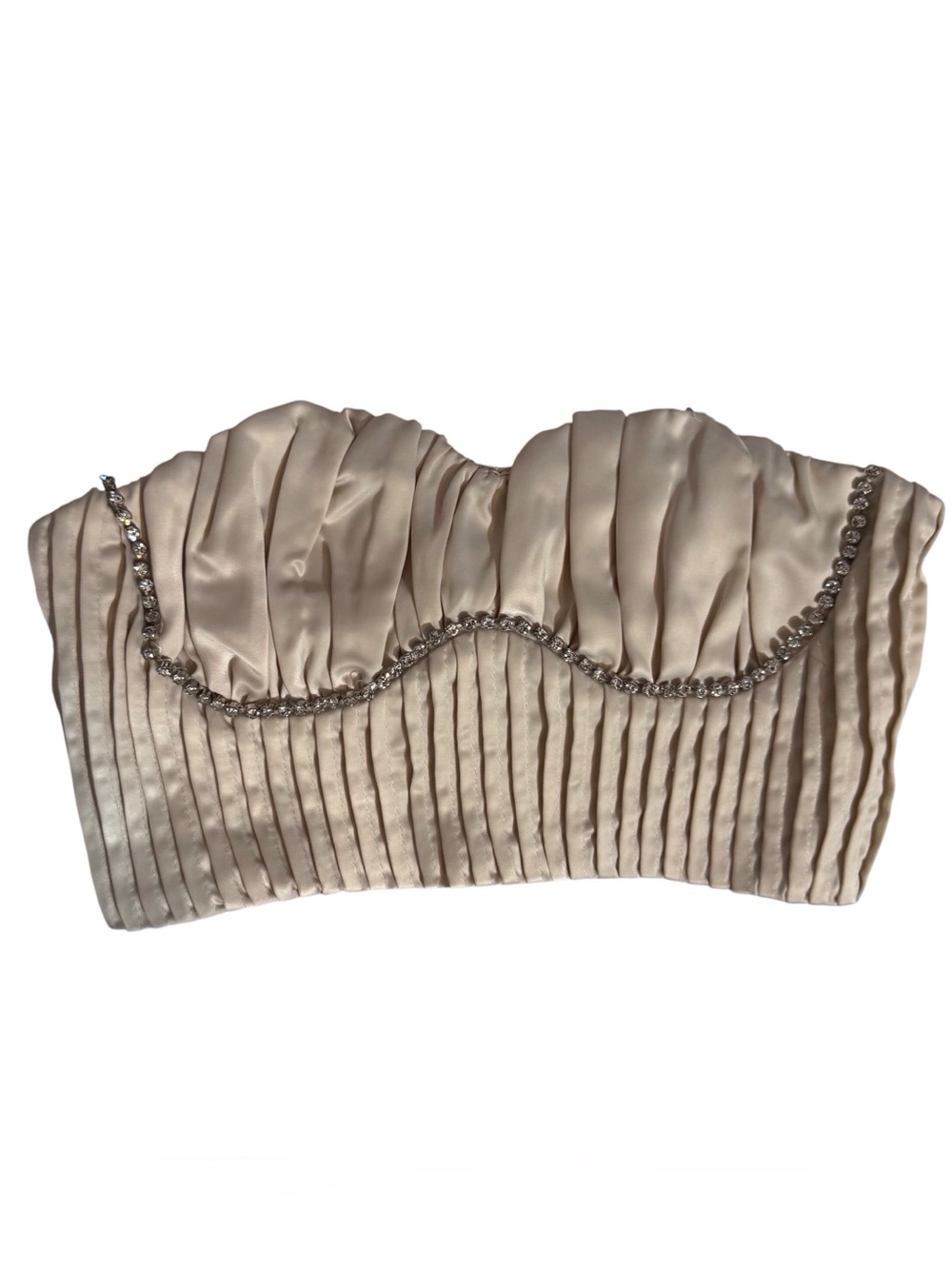 Hello Molly Size 2 NWT Cream Jeweled Crop Top Bustier Sleeveless Boho Western